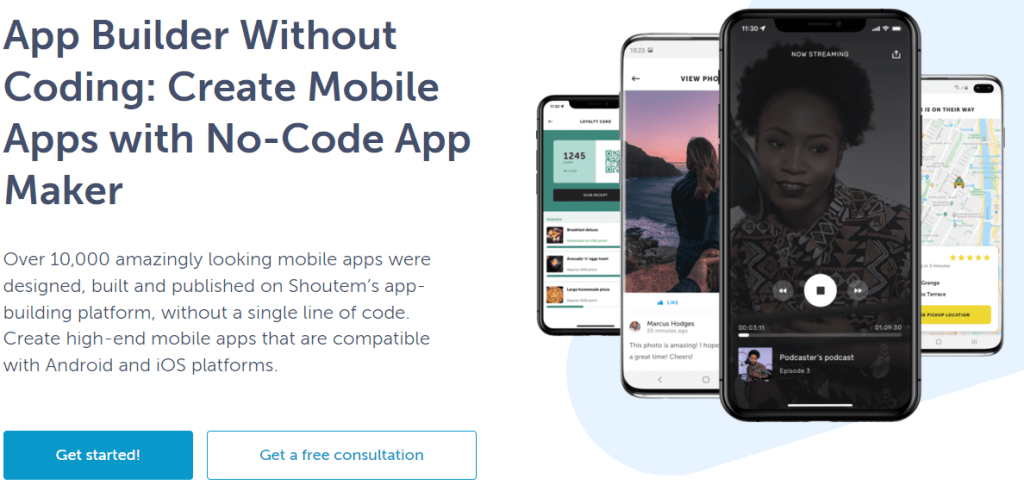 Shoutem no code app building platform